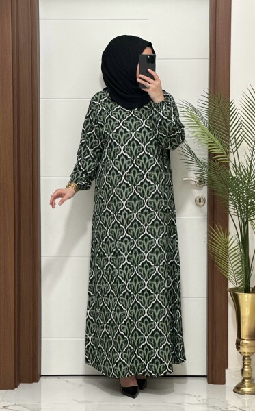 1313 K-70 BÜRÜMCÜK ELBİSE YEŞİL RENK - MODA ALMİRA