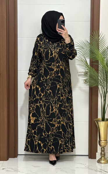 6315 K 80 MERMER DESEN BÜRÜMCÜK ELBİSE - MODA ALMİRA