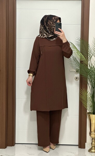 7575 K85 GÜLCE TAKIM KAHVERENGİ RENK - MODA ALMİRA