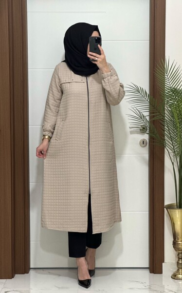 7777 K 150 VİZON KAPİTONE KAP BÜYÜK BEDEN - MODA ALMİRA