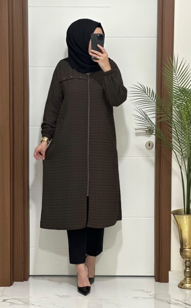 7777 K 150 KAHVE KAPİTONE KAP BÜYÜK BEDEN - MODA ALMİRA