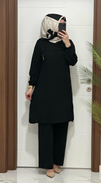 7575 K85 GÜLCE TAKIM SİYAH RENK - MODA ALMİRA