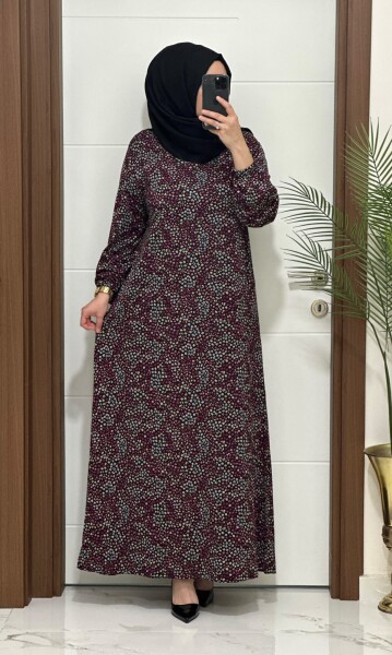 9595 K 80 PEMBE SİYAH BATTAL BEDEN ELBİSE - MODA ALMİRA