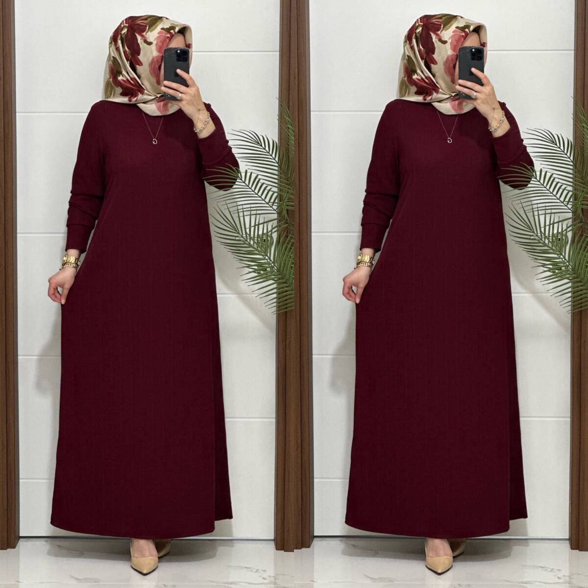 F13 K 90 BORDO NADİDE ELBİSE - 4