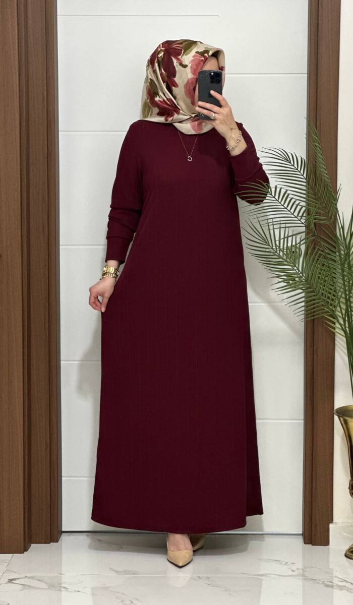 F13 K 90 BORDO NADİDE ELBİSE - 1